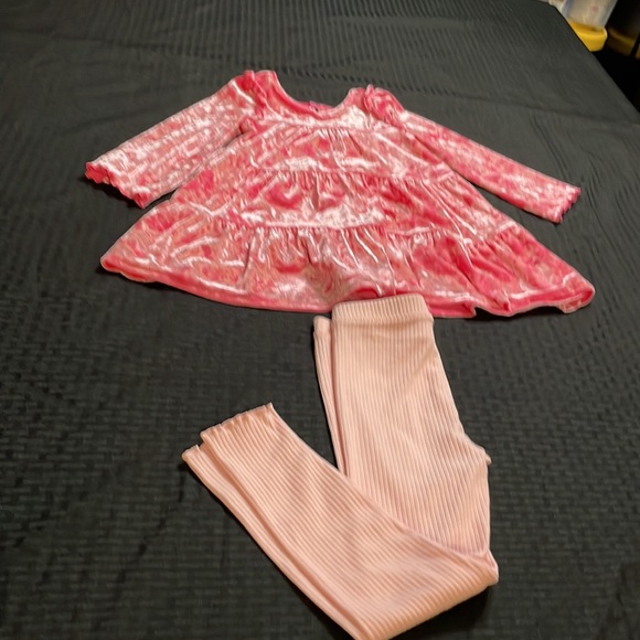 Cat & Jack Velour Pink Top  Size US XS (3T) and Old Navy pink Tights size 4T - Picture 14 of 15